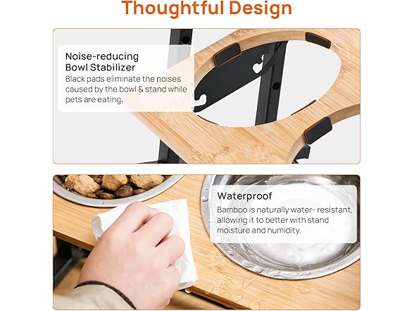 Adjustable Height Pet Feeder Stand with 2 Stainless Steel Bowls