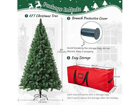 KISIQI Spruce 6Ft Artificial Christmas Tree