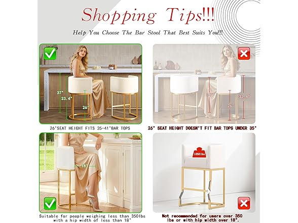 LVHOMLAX Modern Counter Height Bar Stools,Bar Stools Set of 3,Faux Leather Upholstered Barrel Barstools with Backs,26'' Kitchen Island Chairs,Gold Metal Frames,Beige White Leather (Open Box)