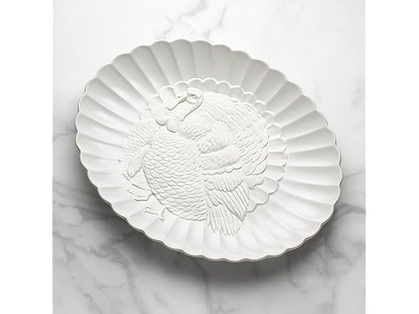 Lenox Serveware, Lenox French Perle Carved Turkey Platter, Scalloped