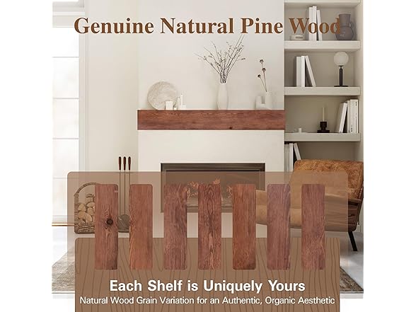 Eshoma Fireplace Mantel, 72 Inch Handcrafted Wood Mantles for Over Fireplace, Wall Mounted Fireplace Mantel Shelf, Floating Mantel Shelf for Living Room Decor, Walnut (Open Box)