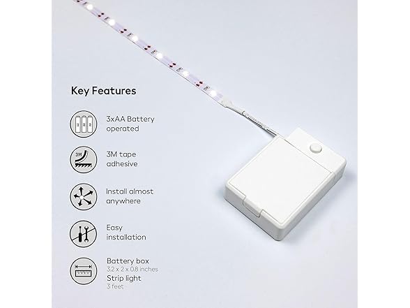 (3 Pack) Battery Powered LED Strip Lights