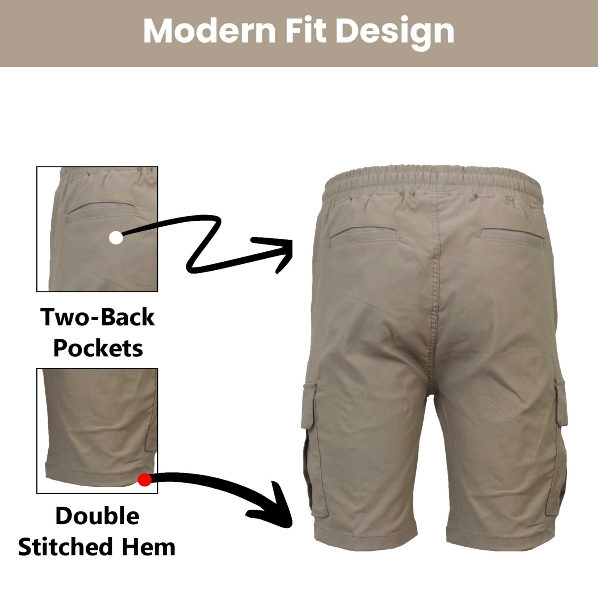 2Pk Mens Super Stretch Cargo Shorts - Gallery 16