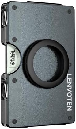Lenvoten Minimalist Wallet for Men, Metal Wallet with Money Clip, Slim Compact Wallet, RFID Blocking Card Holder, Metal Aluminum Credit Card Holder, Holds up to 20 Cards