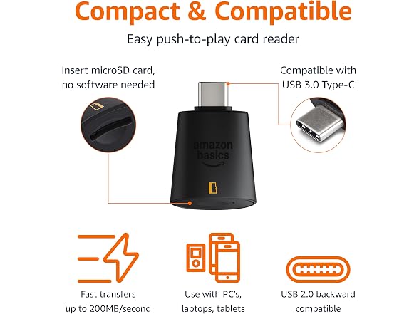 Amazon Basics Micro SD Card Reader USB-C