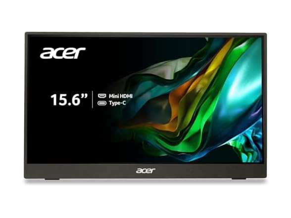 acer PM161Q Bbmiuux 15.6" Full HD 1920 x 1080 IPS Business Slim Portable Monitor | AMD FreeSync | External Monitor for Laptop PC Mac I Two 1W Speakers | 2 - USB 3.1 Type-C Ports & 1 - Mini HDMI (Open Box)