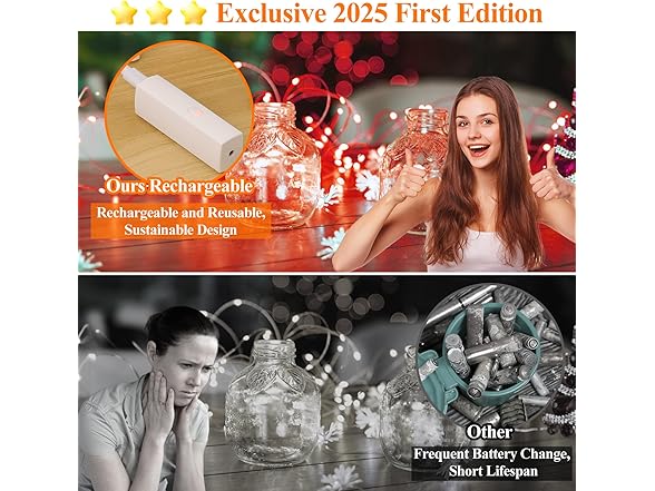 Lakumu Red Fairy Lights Battery Operated LED String Lights