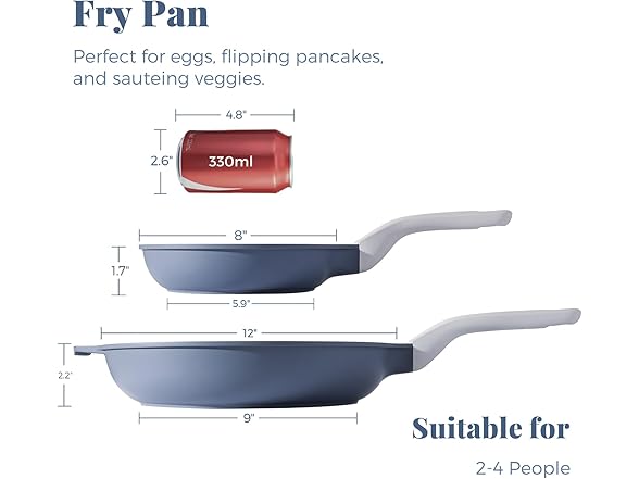 PRICUSIS Nonstick Ceramic Frying Pan Skillet, 10+12 