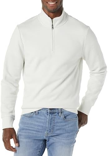 Amazon Essentials Men's Long-Sleeve Quarter-Zip Pullover Fleece Sweatshirt, Light Grey, X-Small