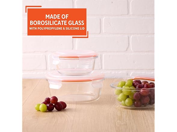 IMUSA 6 Piece Set Glass Round Food Container