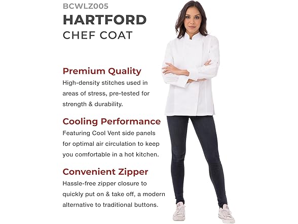 Chef Works Women's Hartford Coat, (XL)