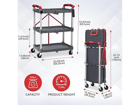 YardYonder 3-Tier Folding Utility Cart