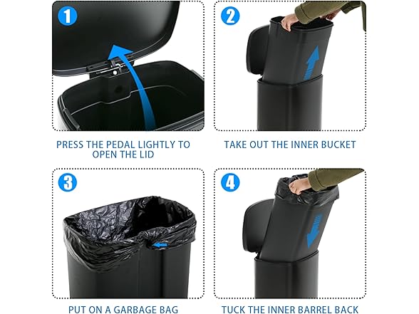 Milo Modern 13 Gallon Metal Household Trash Can