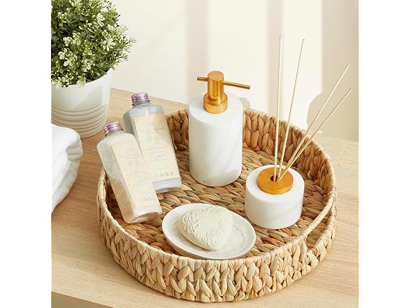 Suptinwear Handwoven Water Hyacinth Rectangular Tray with Handles