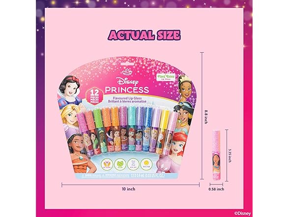 Disney Princess 12 Piece Plant Based Lip Gloss