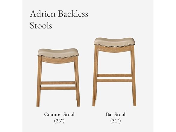 Adrien Backless Bar Stool 31" Saddle Seat