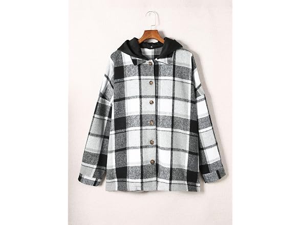 Shewin Women (L) Button Shirt Flannel Jacket