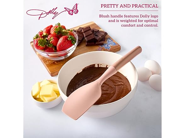 Dolly Parton Silicone Spatula with Blush Design – Heat-Resistant to 450F, Nonstick Safe, Weighted Ergonomic Handle, Dishwasher Safe, 12.9 Inch