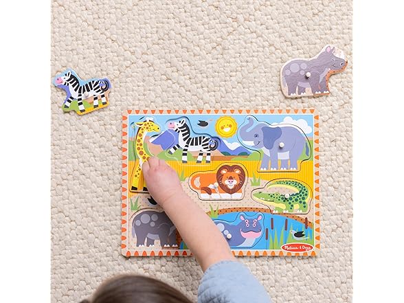 Melissa & Doug Safari Wooden Peg Puzzle (7 pcs)