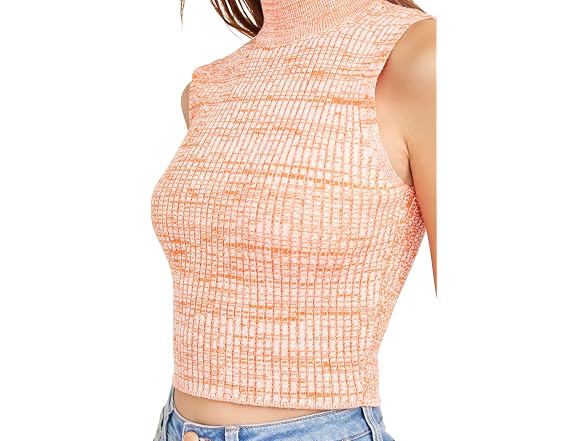 Forever 21 (S) Marled Mock Neck Top Orange