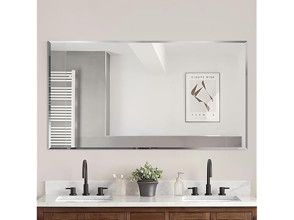 Frameless Beveled Bathroom Mirror