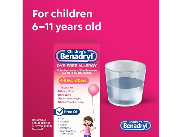 Children s Benadryl Dye Free Allergy Relief