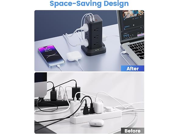 TAGZILO Power Strip Tower 1800J