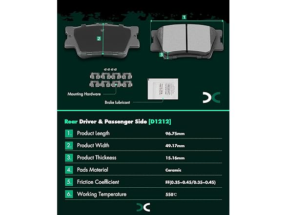 SCITOO D1222 D1212 Front Rear Ceramic Brake Pads