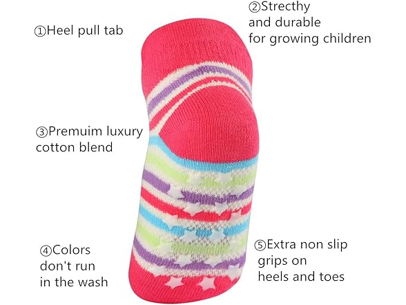 12 Pairs Toddler Girl Grip Socks 3-5 Years