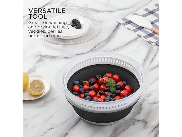 4 Qt Collapsible Salad Spinner Black