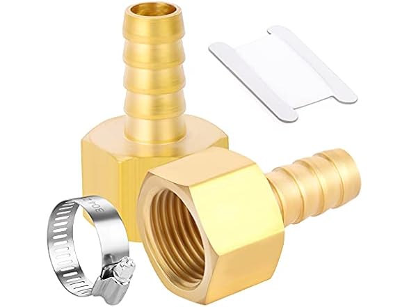1/2 Barb x1/2 FNPT Brass 5Pcs+Clamp