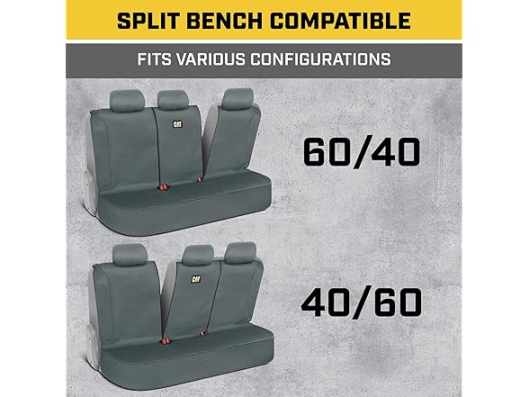 CAT Flexfit Gray Rear Seat Cover 60/40