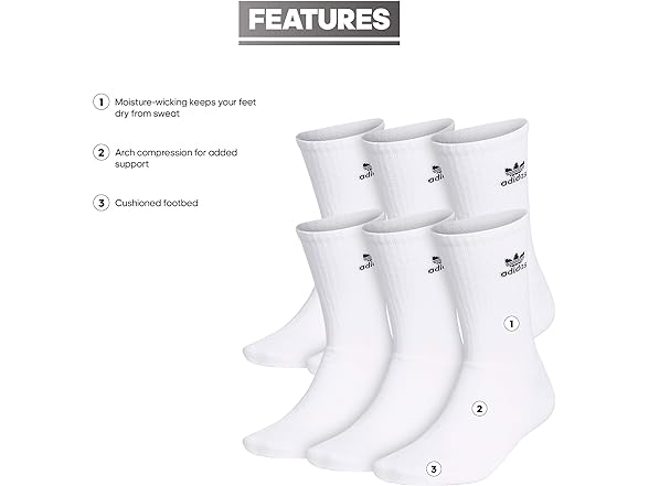 adidas Trefoil (6-Pair) Crew Sock