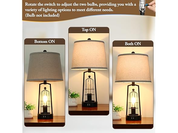 Brightever Table Lamps with 2 USB Ports