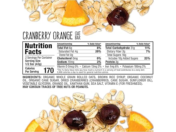 1CT Bobo's Oat Bars, Cranberry Orange, 3 Ounce