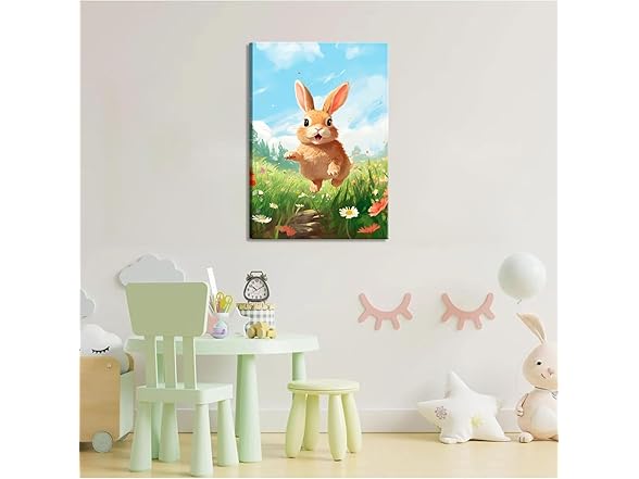 Nursery Cute Bunny Canvas Wall Art