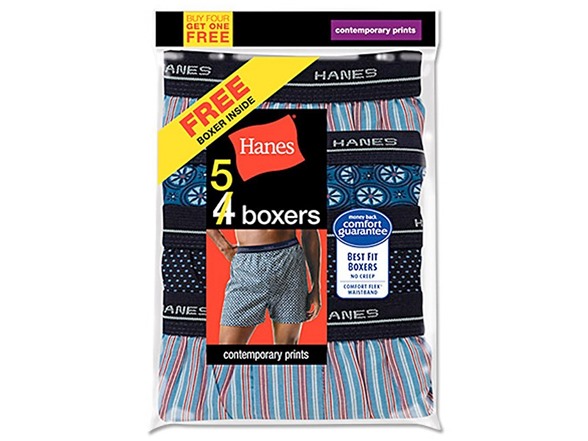 Hanes Men's Tagless Full-Cut Boxers With Comfort Flex Waistband - 4-Pack, Regular Fit