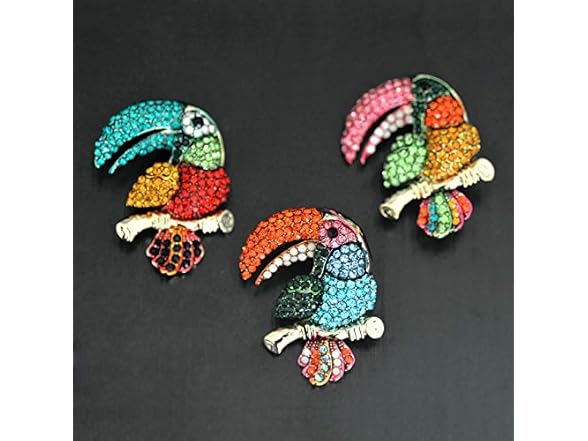 Rosette Hair Rhinestone Toucan Brooch