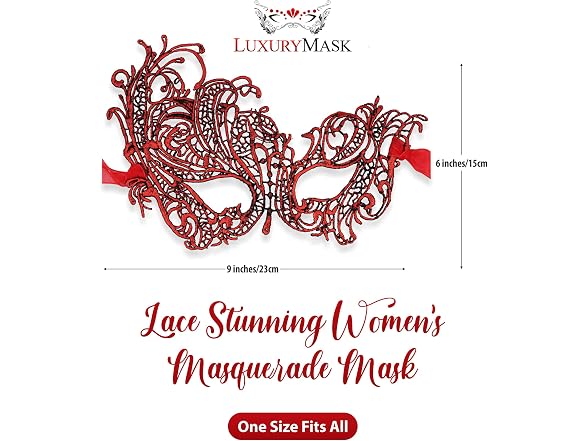 Red Masquerade Mask For Women - Swan Lace