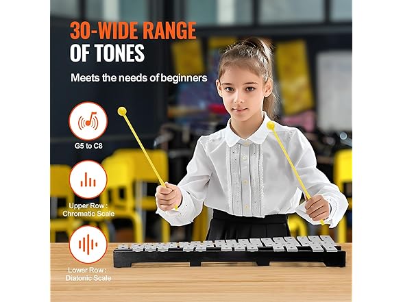 VEVOR 30 Note Glockenspiel Xylophone Bell Kit