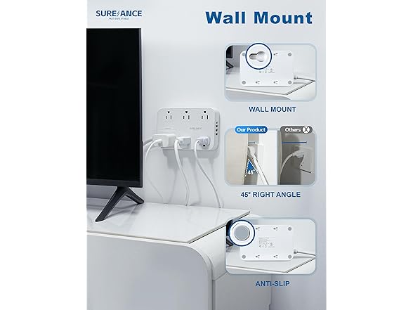 6-Outlet Power Strip with USB C