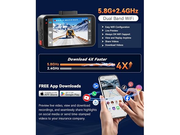 Aputeta 4K+4K Dual Dash Cam Front Rear