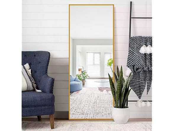 Trvone Full Length Mirror, Gold, 65"x22"