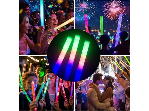pelreame 55 Pcs LED Foam Glow Sticks