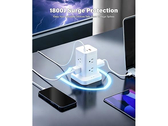 TAGZILO Power Strip Tower Surge 1800J