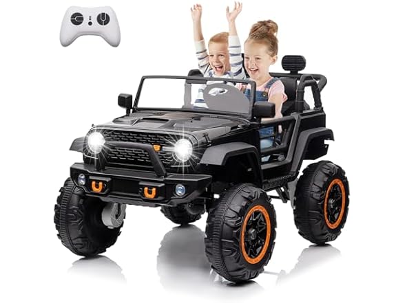 Hipicute 24V 2 Seater Kids Ride On Car, 4 Wheeler Truck Black