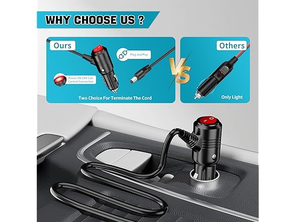 12V Cigarette Lighter Plug 9.8ft