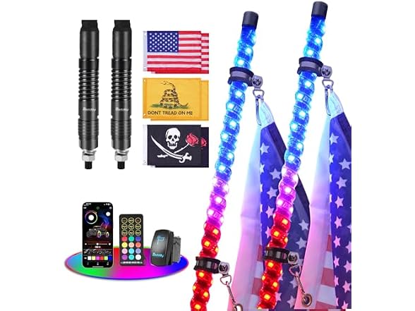 Tavaray 2PCS 6FT Whip Lights with