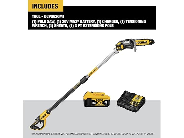 DEWALT DCPS620M1 20V MAX* XR 15ft Pole Saw Kit