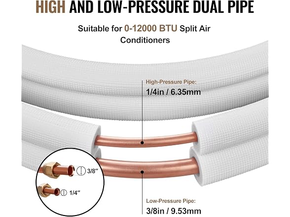 16FT Mini Split Line Set, 3/8" & 5/8" O.D Copper